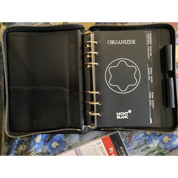 Montblanc Blk Leather Zipper Around Planner/organizer NWT, 4x6 Width 11/2” - Picture 2 of 15